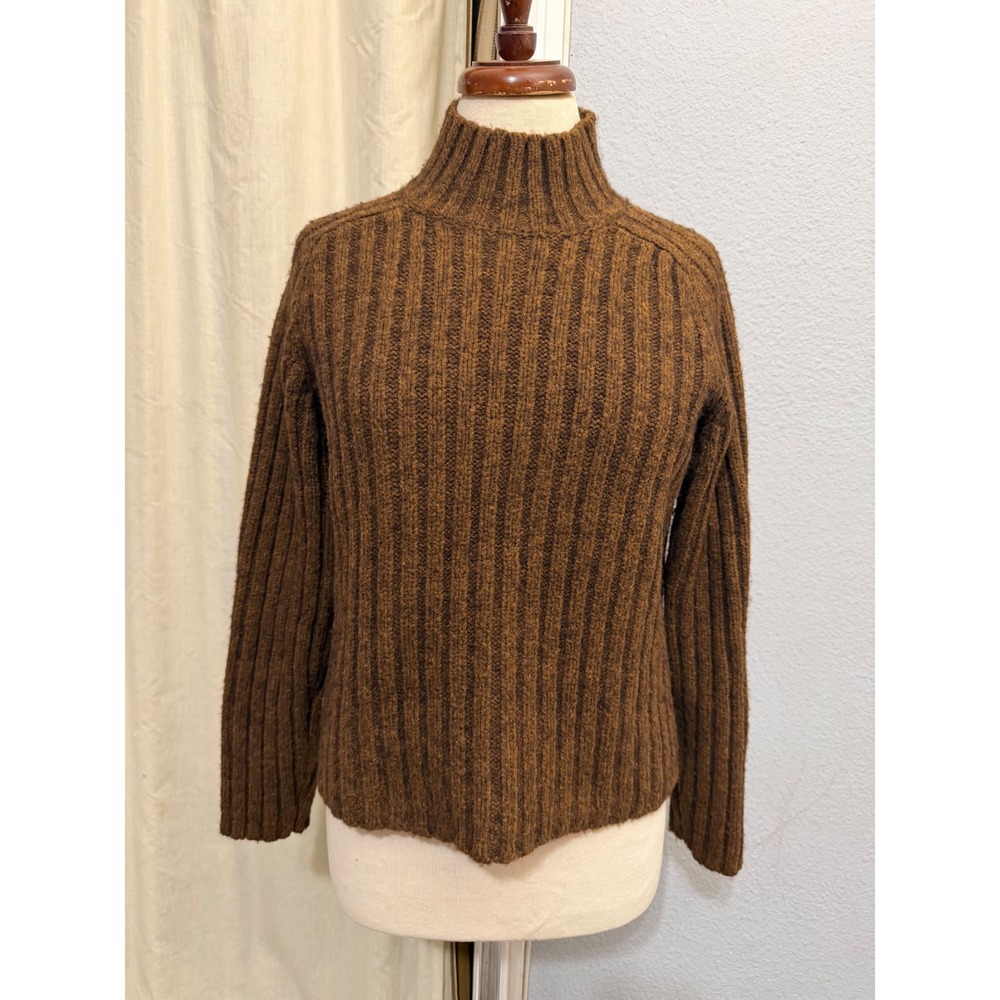 The Limited America Brown Ribbed Wool Blend Katherine Sweater M Mock Neck Fall
